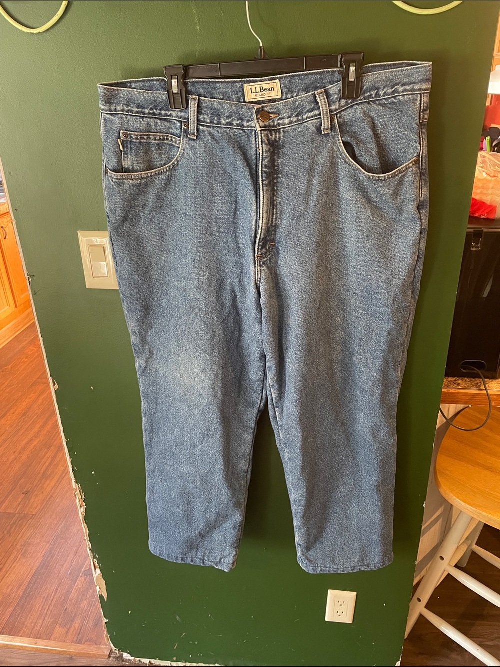 L.L. Bean Men's Relaxed Fit Denim Jeans in Blue Fleece Lined Workware 40x29